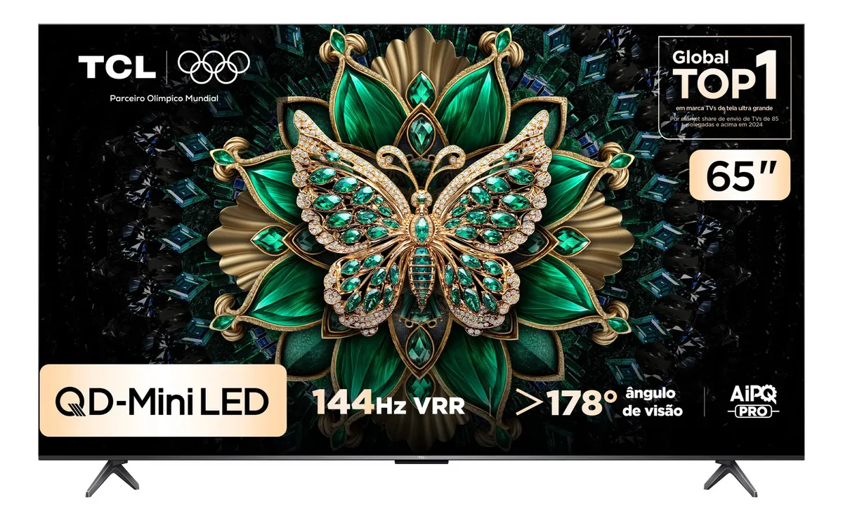 Smart TVs 65 polegadas TCL C6K QD-Mini LED 4K 144Hz