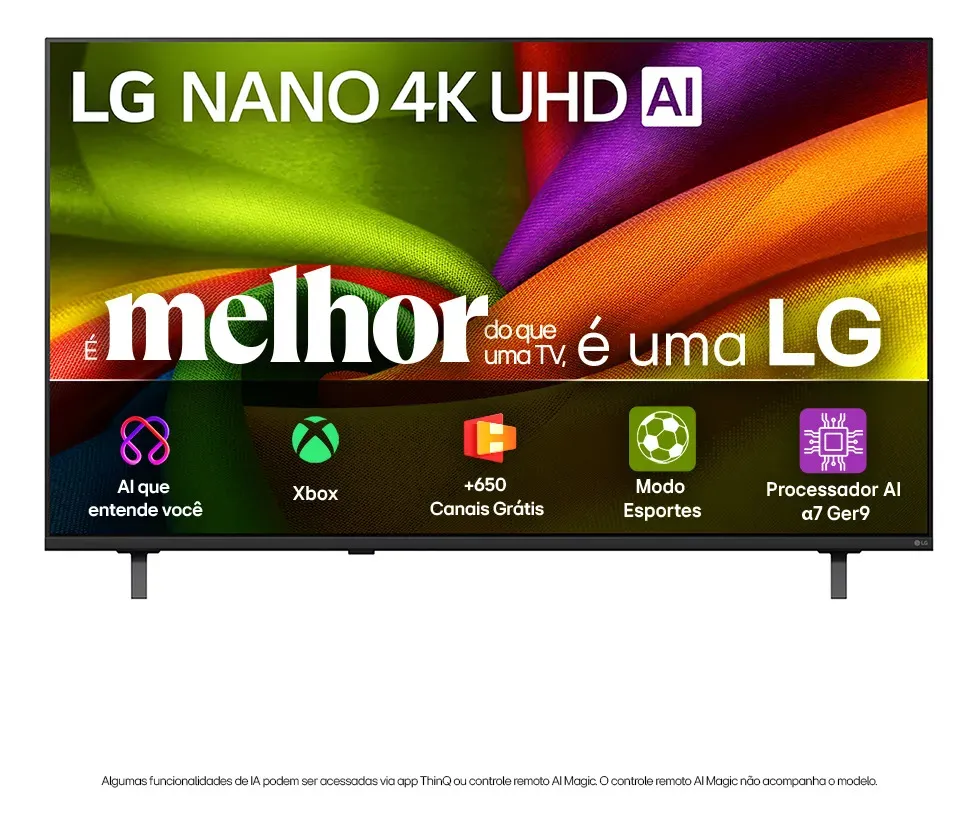 Smart TVs 43 polegadas LG NANO UHD AI NU850 4K 2026
