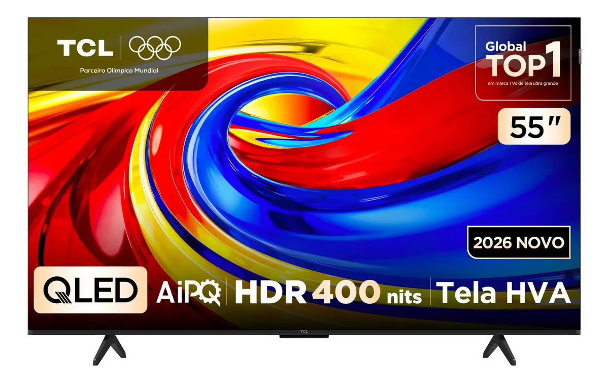 Smart TV TCL P7L 55 polegadas QLED 4K Google TV